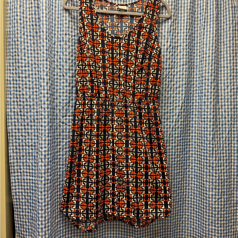 Stylish Geometric Print Dress - Merona Navy, Orange, and cream